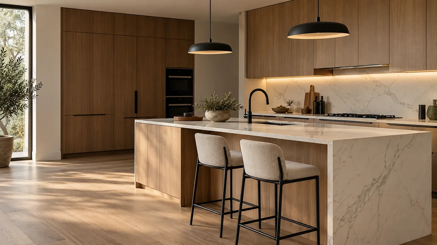 Cocina integral con muebles y cubierta a medida